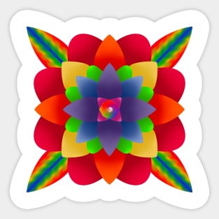 Psychedelic Rainbow Flower Sticker